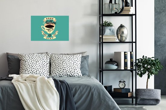 Illustration de café Vintage sur fond turquoise 30x20 cm - petite
