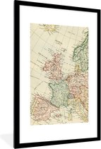 Fotolijst incl. Poster - Wereldkaart - Vintage - Europa - 60x90 cm - Posterlijst