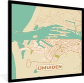 Fotolijst incl. Poster - Stadskaart - IJmuiden - Vintage - 40x40 cm - Posterlijst - Plattegrond