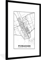 Poster in lijst - Fotolijst 60x90 cm - Posters - Kaart - Pijnacker - Zwart - Wit - Posterlijst zwart - Decoratie - Wanddecoratie woonkamer - Muurdecoratie slaapkamer