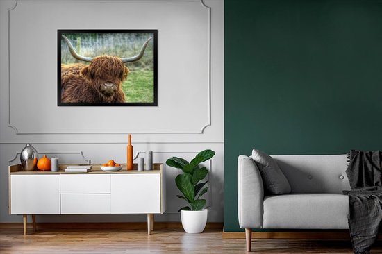 Fotolijst incl. Poster - Schotse Hooglander - Koeienkop - Hoorns - 50x40 cm - Posterlijst
