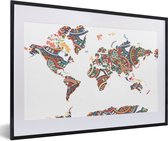 Fotolijst incl. Poster - Wereldkaart - Versiering - Kleuren - 60x40 cm - Posterlijst
