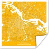 Poster Stadskaart - Amsterdam - Oranje - 30x30 cm - Plattegrond
