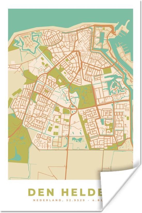 Poster Plattegrond - Den Helder - Vintage