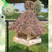 ✿BrenLux® Vogelvoerderplek - Voederhuisje - Vogel voederhuis hout - Hang voerderbak vogels – Voederplek met dak - Inclusief mezenbal - Voederhuisje voor op te hangen met dak - 40 x