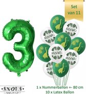 Dino * Dinosaurus Ballonnen Set * Dino Verjaardag Feest * Hoera 3 Jaar * 3 Jaar Cijfer Ballon * Snoes * Nummer Ballon 3