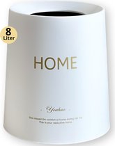 Buvel Prullenbak - Afvalbak - Papierbak - Vuilbak - Wit - Goud - 8ltr Home