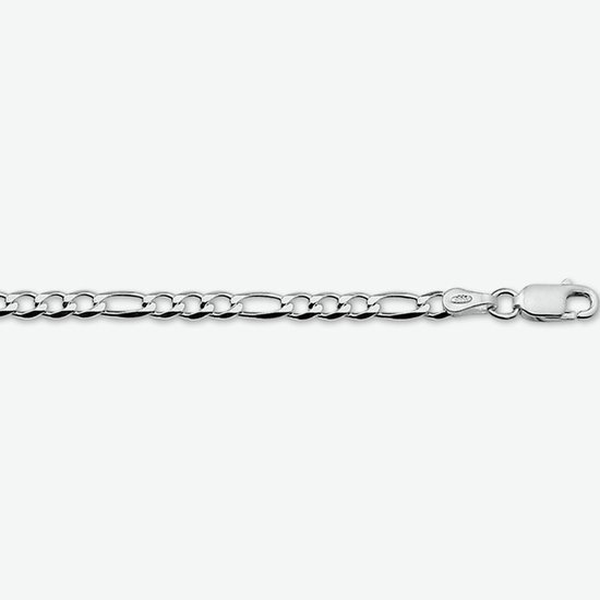 Zilveren Figaro ketting van 3.25mm met karabijnsluiting.