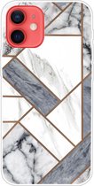 Marble Design Back Cover - iPhone 13 Mini Hoesje - Grijs / Wit