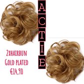 2x hairbun Gold plated  SPAREN haarstuk crunchie hair extensions 45gram knotje