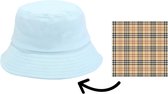 Bucket Hat met Ruiten Binnenkant · Unisex · Festivalhoedje · Regenhoedje · Vissershoedje · Zonnehoedje · Hoed · Emmerhoed · Zon · Licht Beige · Lichtblauw · Geel