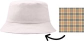 Bucket Hat met Ruiten Binnenkant · Unisex · Festivalhoedje · Regenhoedje · Vissershoedje · Zonnehoedje · Hoed · Emmerhoed · Zon · Licht Beige · Wit · Lichtblauw · Geel