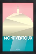 JUNIQE - Poster met houten lijst Mont Ventoux II -13x18 /Turkoois &