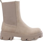 WELOVESHOES® Chelsea boots met Hak - Imitatieleer - Beige - Maat 36