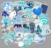 Akyol - Laptop stickers - Blauwe stickers - Stickers voor o.a. bullet journal, agenda, laptop, telefoon - Sticker set van 46 stuks