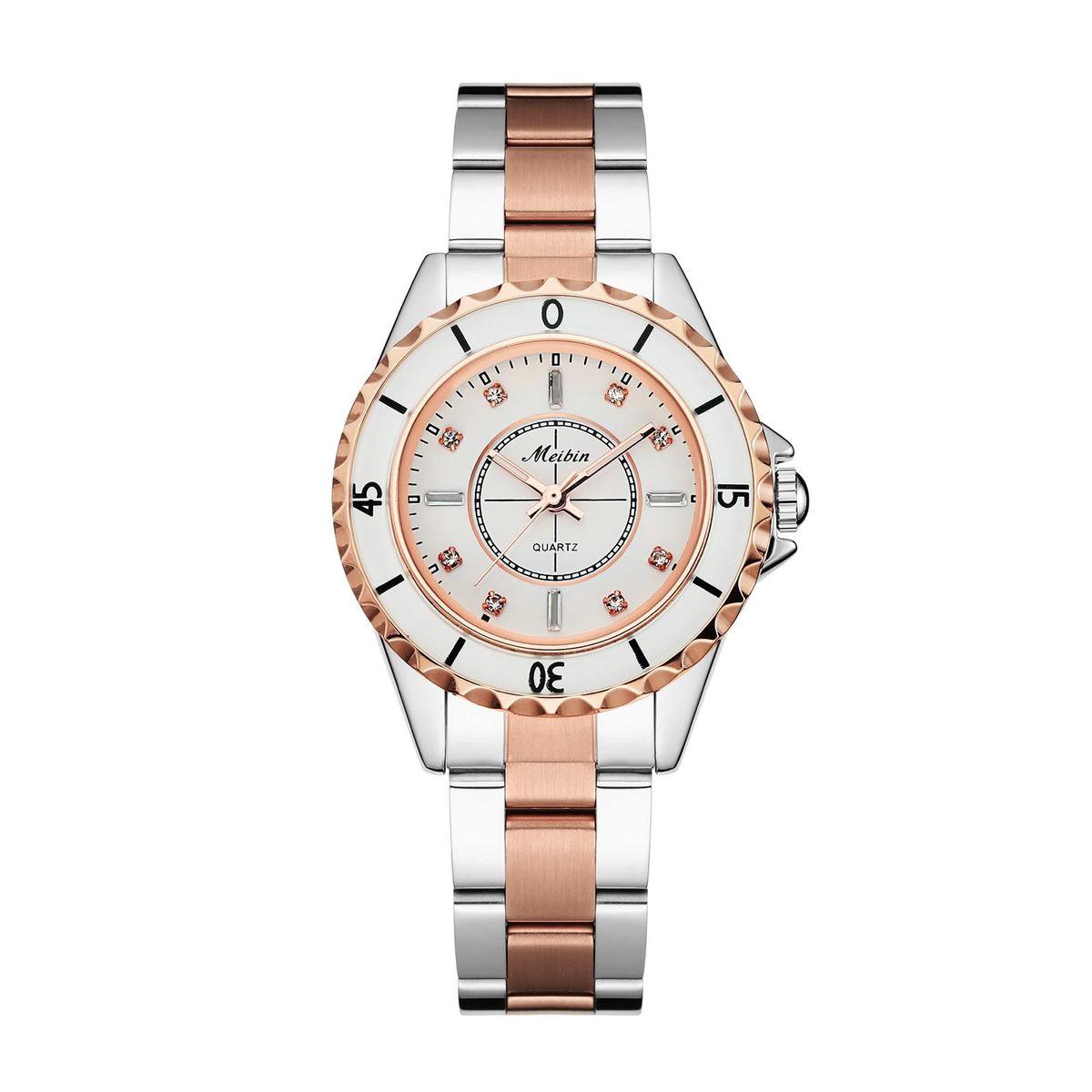 Longbo - Meibin - Dames Horloge - Rosé/Zilver/Wit - 36mm