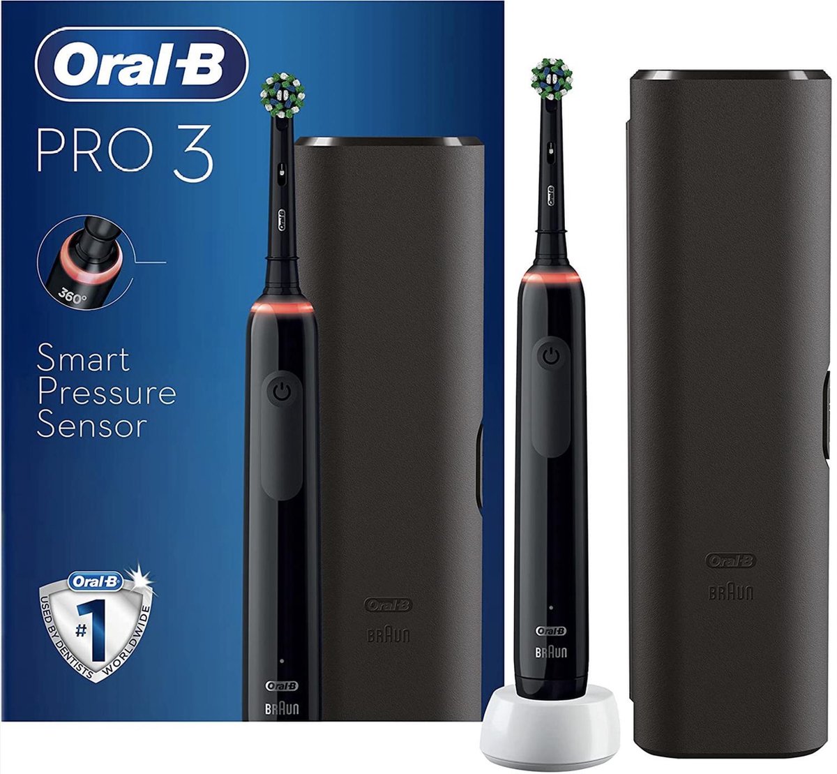 Oral-B PRO 3 - 3500 - Zwarte Elektrische Tandenborstel Ontworpen Door Braun - Incl. reisetui