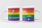 Mok regenboog - pride- cadeaumok - LOVE is LOVE- mooie cadeau beker voor man - vrouw-lhbti+ gemeenschap
