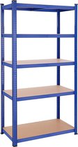 Nancy's Buckland Stellingkast - Werkplaats - Verstelbaar - Zwart/Blauw - Metaal - MDF - 200 x 100 x 50 cm