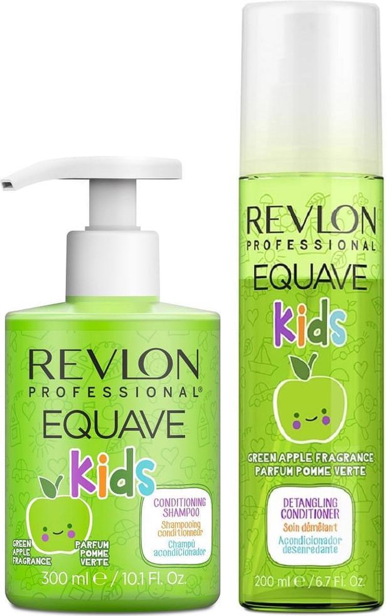 REVLON Equave Kids - Apple - Detangling Conditioner (200ml) + Conditioning Shampoo (300ml)