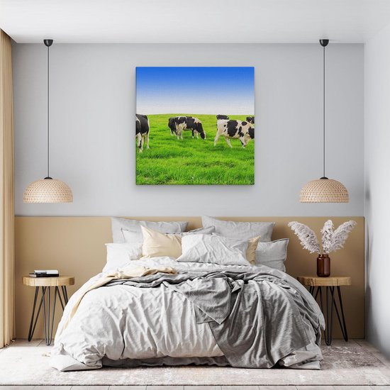 Artaza Peinture Sur Toile Troupeau De Vaches Dans Le Pâturage - Ciel Bleu Ciel - 70x70 - Photo Sur Toile - Impression Sur Toile