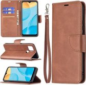 Voor OPPO A15 Retro Lamsvacht Textuur Pure Kleur Horizontale Flip PU Lederen Case met Houder & Kaartsleuven & Portemonnee & Lanyard (Bruin)