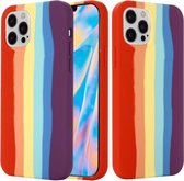 Rainbow vloeibare siliconen schokbestendige volledige dekking beschermhoes voor iPhone 13 Pro (rood)