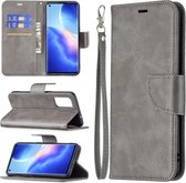 Voor OPPO Reno5 5G Retro Lamsvacht Textuur Pure Kleur Horizontale Flip PU Lederen Case met Houder & Kaartsleuven & Portemonnee & Lanyard (Grijs)