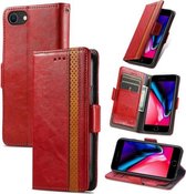 CaseNeo Business Splicing Dual Magnetic Buckle Horizontal Flip PU lederen tas met houder & kaartsleuven & portemonnee voor iPhone 6 (rood)