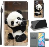 Spanning Gekleurde Tekening Magnetische Sluiting Horizontale Flip PU Lederen Case met Houder & Kaartsleuven Voor iPhone 13 Pro (C18 Wood Board Panda)