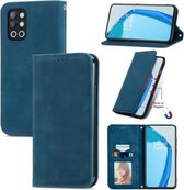 Voor OnePlus 9R Retro Skin Feel Business Magnetische Horizontale Flip Leather Case met Houder & Kaartsleuven & Portemonnee & Fotolijst (Blauw)