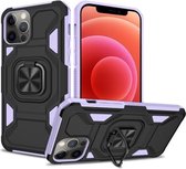 Knight Cool Series pc + TPU schokbestendig hoesje met magnetische ringhouder voor iPhone 12 Pro Max (zwart + paars)