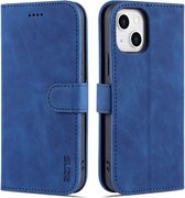 AZNS Skin Feel Kalf Textuur Horizontale Flip Leren Case met Kaartsleuven & Houder & Portemonnee Voor iPhone 13 Mini (Blauw)