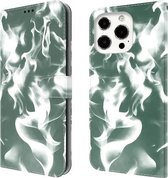 Cloud Fog Pattern Horizontal Flip Leather Case met houder & kaartsleuf & portemonnee voor iPhone 13 Pro (donkergroen)