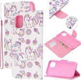 Gekleurd Tekenpatroon Cross Textuur Horizontale Flip PU Lederen Case met Houder & Kaartsleuven & Portemonnee Voor iPhone 11 Pro (Ice Cream Unicorn)