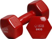 Active Panther Dumbbell set 2 X 9 KG - 18 kg totaal - Vinyl - Rood