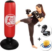 BuffelSports - Opblaasbare Boks set - Inclusief bokshandschoenen & pomp - COMBI DEAL - Staand - Staande boksbal op voet - Stevige vulbare voet - Complete set - Bokspaal - Boksbal - 160 cm - V