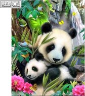 Diamond painting - moeder panda met baby - 20x25 - full - vierkant