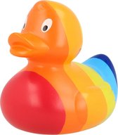 Lilalu Badeend Regenboog Junior 8,5 Cm Rubber Rood/geel/blauw
