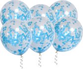 20 Ballons Confettis - Blauw Bébé - Confettis En Papier - 40 cm - Latex - Mariage - Anniversaire - Fête/Fête -