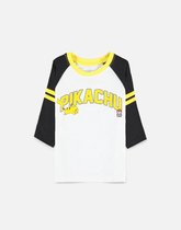 Pokémon Raglan Top Kinderen -Kids 110- Running Pika Wit/Zwart