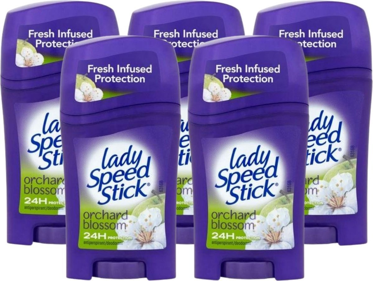 Goedkoopste Lady Speed Stick Orchard Blossom Deodorant Vrouw - 5 x 45g - Anti-Transpirant Deodorant Stick met 48 Uur Zweetbescherming