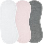 Meyco Baby Uni spuugdoek - 3-pack - badstof - white/light pink/grey - 53x20cm