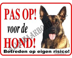 Mechelse Herder 164...formaat: 20x30 cm...(ondergrond wit)...(Pas op voor de hond!)...(wit/rood/zwart + full color afb.)....Gratis verzending!