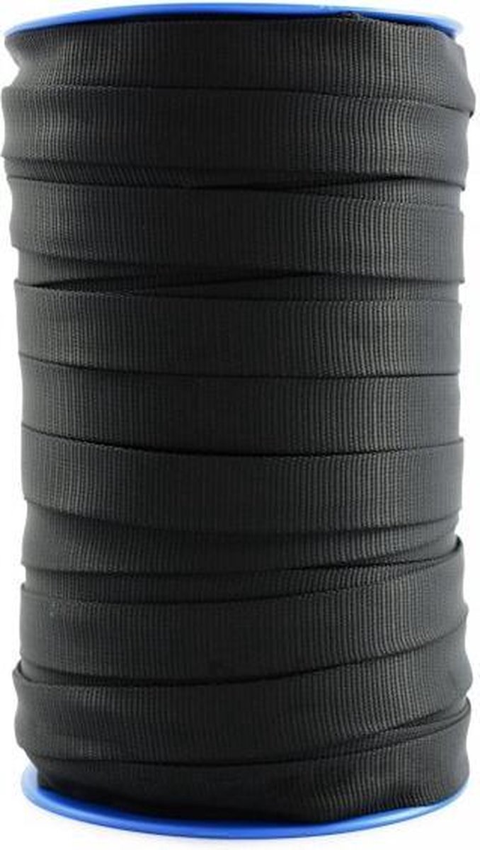 Polyester band 20 mm - 800 kg - op rol/trommel - zwart - 400m