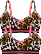 Claesen's Meisjes 2-Pack BH Topje-  Bruin Panther Print Maat 128-134