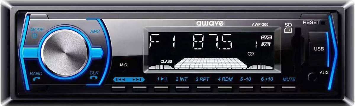 AWAVE AWP-200 - Autoradio Enkeldin - Bluetooth - USB - SD- AUX