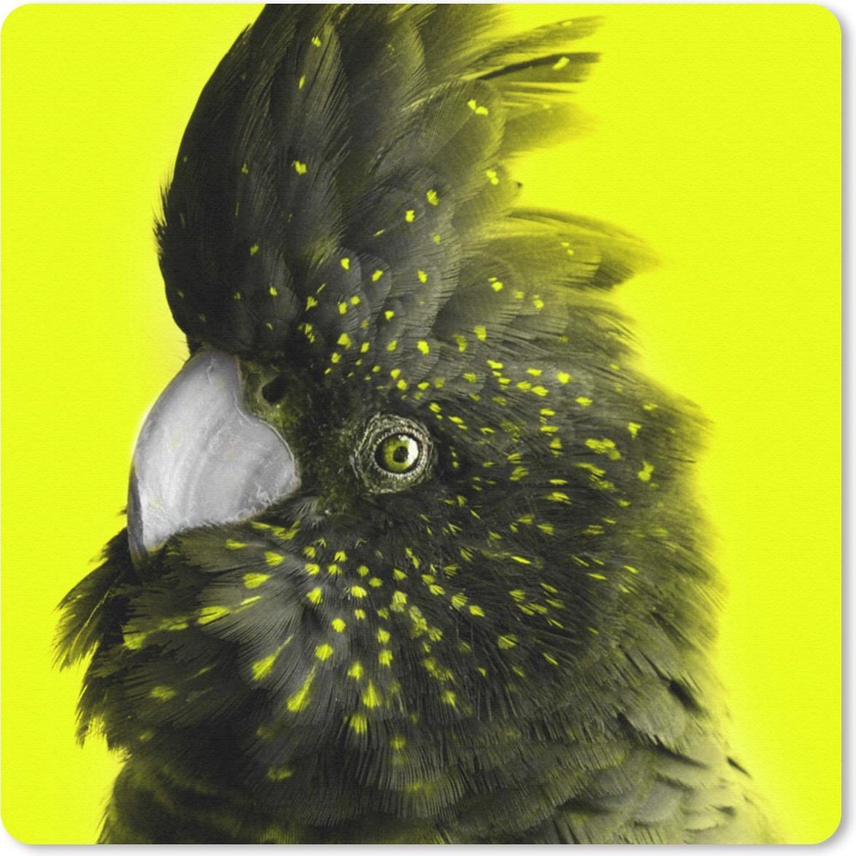 Muismat 30x30 cm - Mousepad Kaketoe - Geel - Zwart - Muismatten