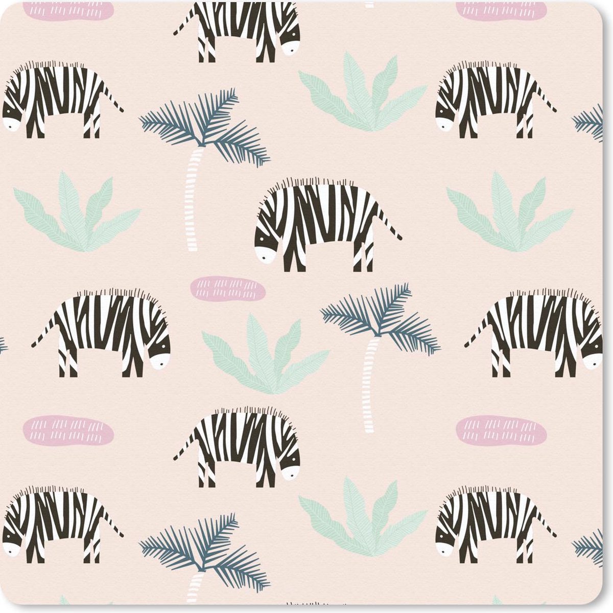 Muismat 20x20 cm - Mousepad Zebra - Palm - Pastel - Patronen - Muismatten