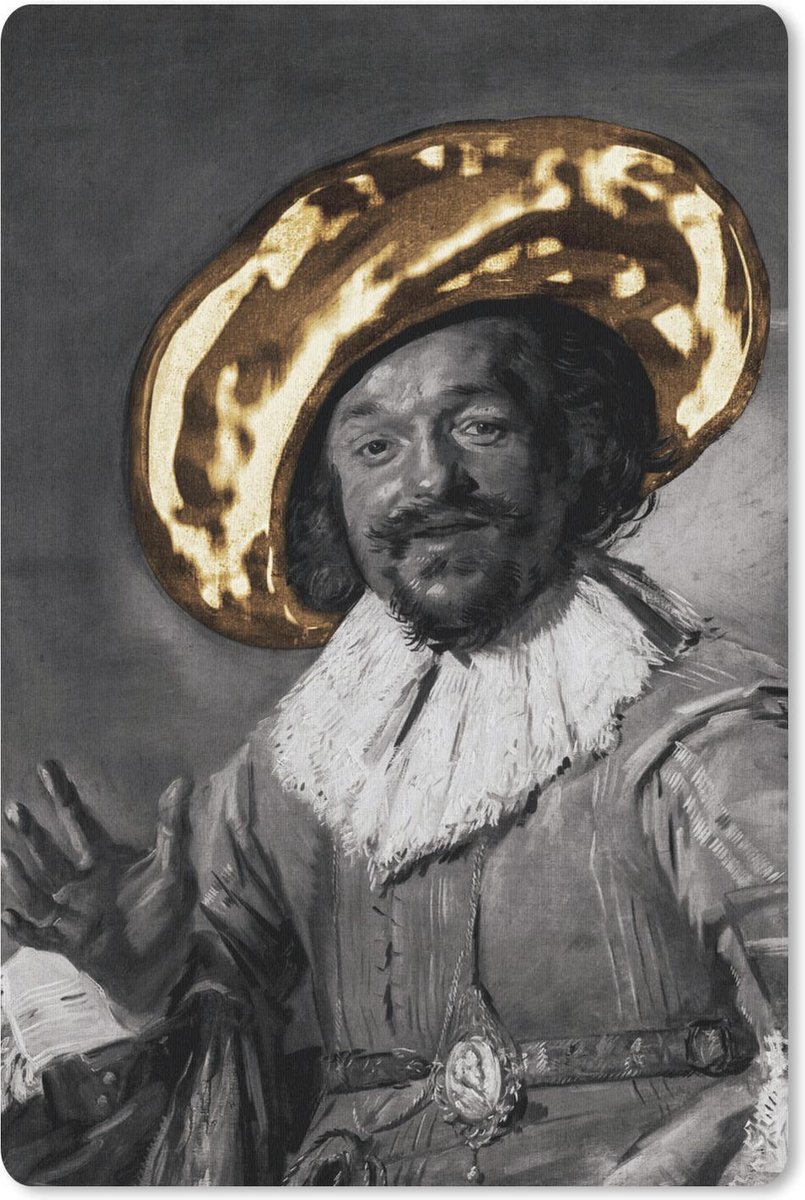 Muismat - Mousepad - De vrolijke drinker - Frans Hals - Goud - 18x27 cm - Muismatten
